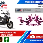 Template vectoriel Honda X ADV 750 2017-2020 - plan de carrosserie à l’échelle réelle 1:1 pour kits déco et covering