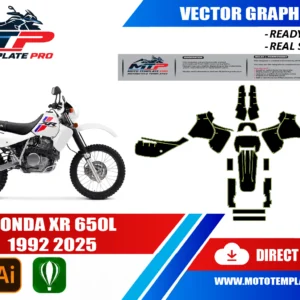 Honda XR 650L 1993-2025 vector template - real-scale 1:1 bodywork layout for decal kits and wraps