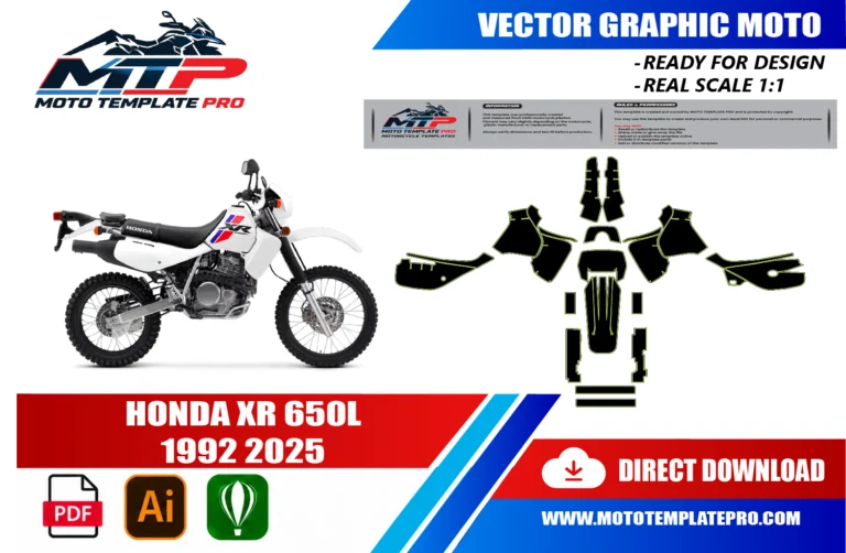 Honda XR 650L 1993-2025 panel outlines for decal and wrap design