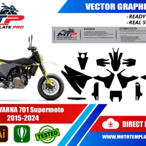 Husqvarna 701 Supermoto 2015-2024 vector template - real-scale 1:1 bodywork layout for decal kits and wraps