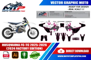 Vérification des pièces du template Husqvarna FC-TC 2025-2026 (2024 Factory Edition) avant impression