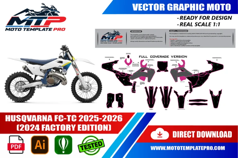 Contours des pièces du modèle Husqvarna FC-TC 2025-2026 (2024 Factory Edition) pour la conception de stickers et de covering