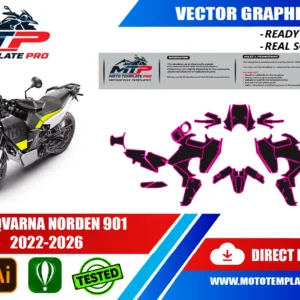 Template vectoriel Husqvarna Norden 901 2022-2026 - plan de carrosserie à l’échelle réelle 1:1 pour kits déco et covering