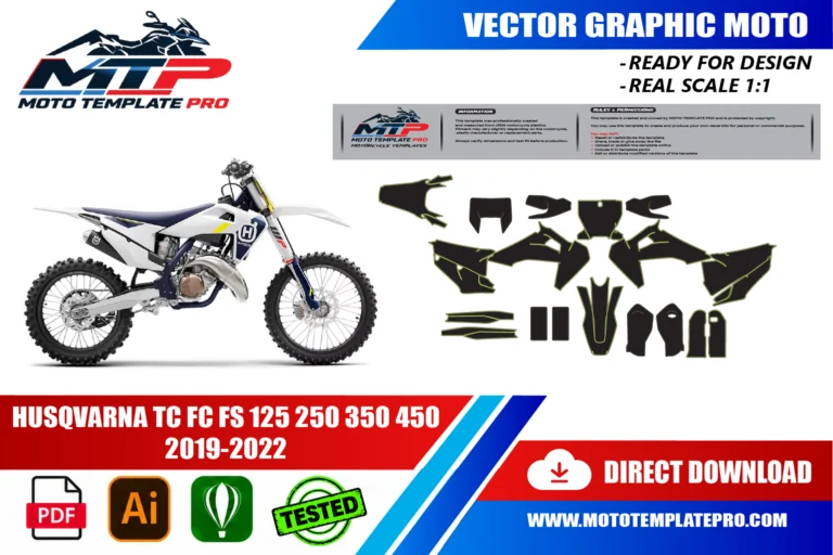 Contours des pièces du modèle Husqvarna TC FC FS 125 250 350 450 2019-2022 pour la conception de stickers et de covering