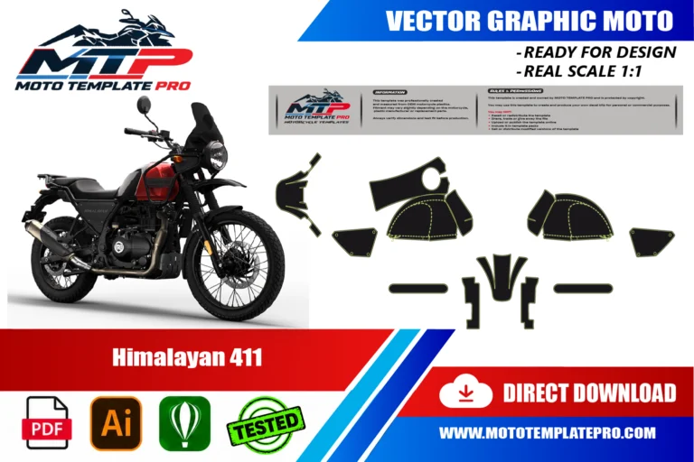 Royal Enfield Himalayan 411 panel outlines for decal and wrap design