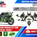 Template vectoriel Kawasaki Ninja ZX-10R 2016-2020 - plan de carrosserie à l’échelle réelle 1:1 pour kits déco et covering