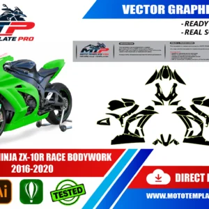 KAWASAKI NINJA ZX-10R RACE BODYWORK 2016-2020 Vector Template – Image 1