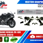 Kawasaki Ninja ZX-6R 2019-2023 vector template - real-scale 1:1 bodywork layout for decal kits and wraps