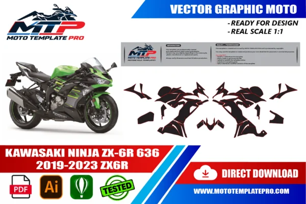 KAWASAKI NINJA ZX-6R 636 2019-2023 ZX6R Vector Template