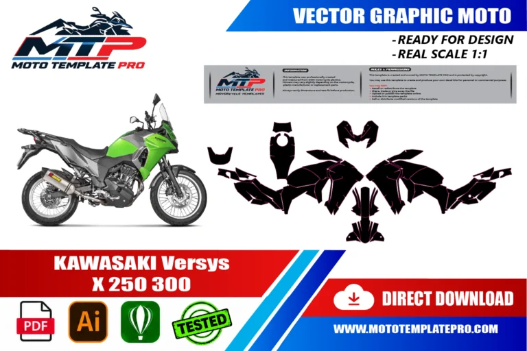 Kawasaki Versys X 250 300 panel outlines for decal and wrap design