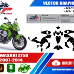 Kawasaki Z750 2007-2014 vector template - real-scale 1:1 bodywork layout for decal kits and wraps