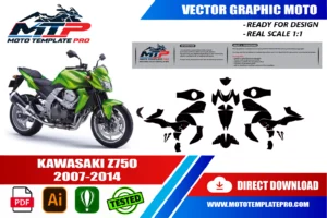 Vérification des pièces du template Kawasaki Z750 2007-2014 avant impression