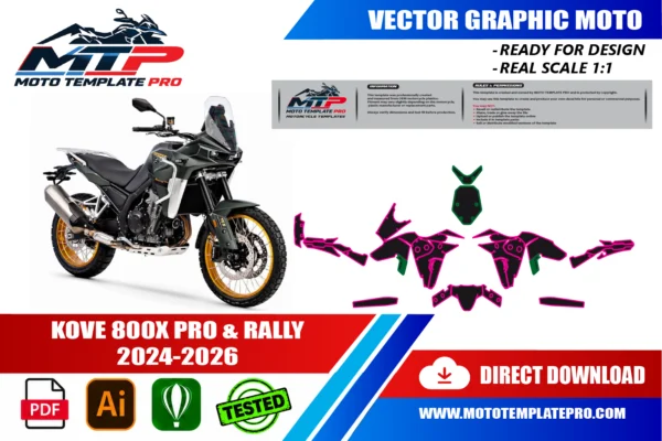 Template vectoriel KOVE 800X PRO & RALLY 2024-2026 | Facile Template vectoriel KOVE 800X PRO & RALLY 2024-2026 - plan de carrosserie à l’échelle réelle 1:1 pour kits déco et covering