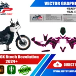 Template vectoriel KOVE 800X Rtech Revolution 2024+ - plan de carrosserie à l’échelle réelle 1:1 pour kits déco et covering