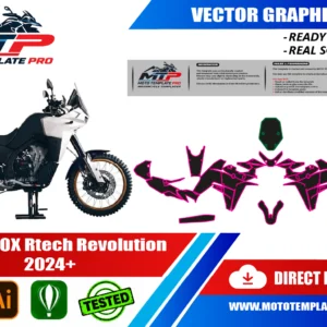 Template vectoriel KOVE 800X Rtech Revolution 2024+ - plan de carrosserie à l’échelle réelle 1:1 pour kits déco et covering