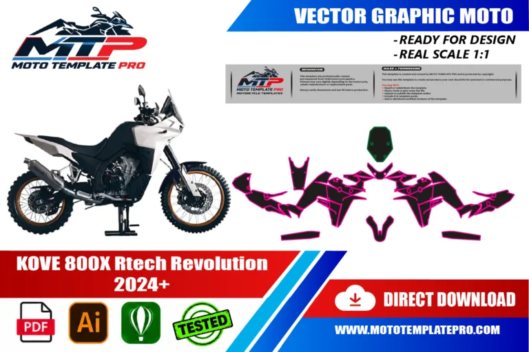 Contours des pièces du modèle KOVE 800X Rtech Revolution 2024+ pour la conception de stickers et de covering