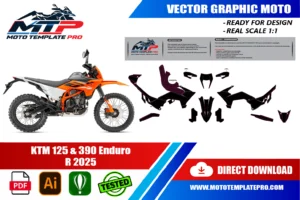 Vérification des pièces du template KTM 125 390 Enduro R 2025 avant impression