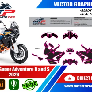 KTM 1390 Super Adventure R and S 2026 Vector Template - Image 1