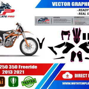 KTM 250 350 Freeride 2013-2021 vector template - real-scale 1:1 bodywork layout for decal kits and wraps
