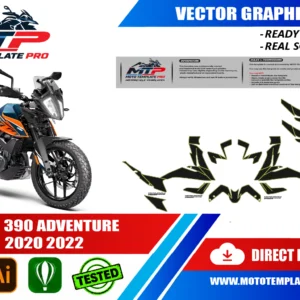 KTM 390 Adventure 2020-2022 vector template - real-scale 1:1 bodywork layout for decal kits and wraps