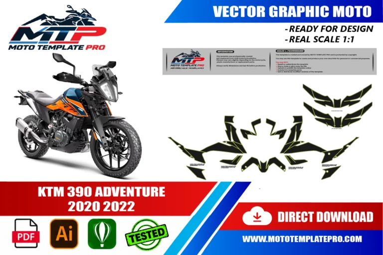 KTM 390 Adventure 2020-2022 panel outlines for decal and wrap design
