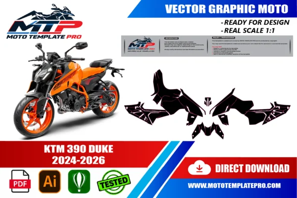 KTM 390 DUKE 2024-2026 Vector Template