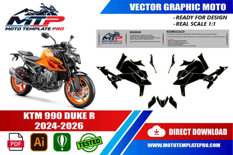 KTM 990 Duke R 2024-2026 panel outlines for decal and wrap design