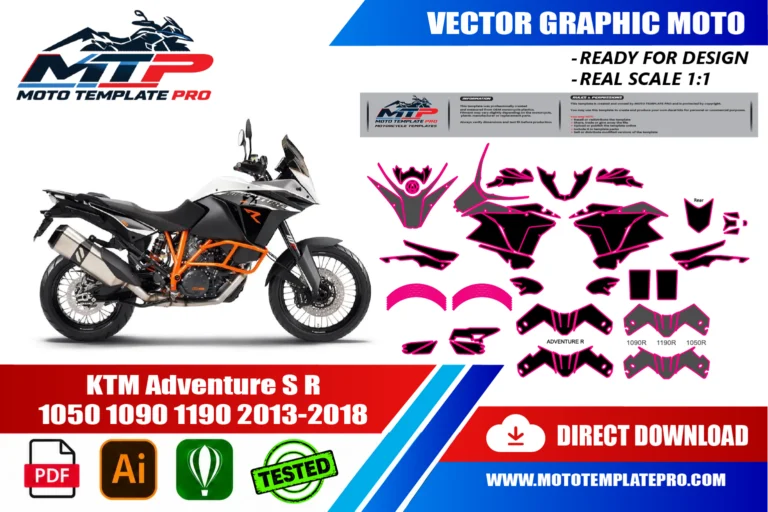 Contours des pièces du modèle KTM Adventure 1050 1090 1190 2013-2018 pour la conception de stickers et de covering