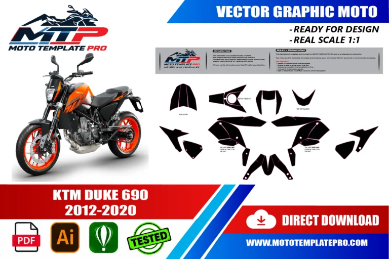 KTM Duke 690 2012-2020 panel outlines for decal and wrap design