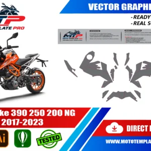KTM Duke 390 250 200 NG 2017-2023 Vector Template – Image 1