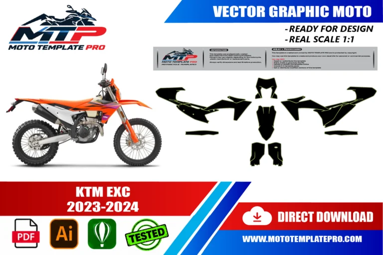KTM EXC 2023-2024 panel outlines for decal and wrap design