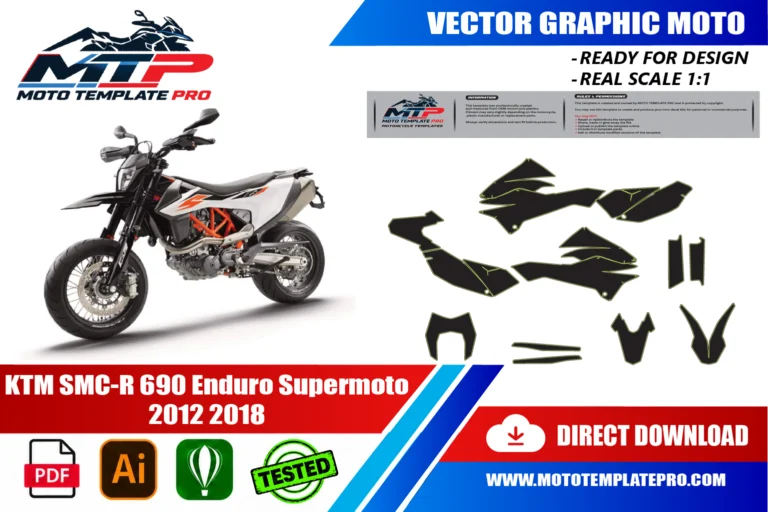 Contours des pièces du modèle KTM SMC-R 690 Supermoto 2012-2018 pour la conception de stickers et de covering