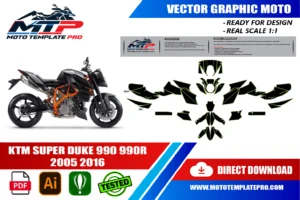 KTM Super Duke 990 990R 2005-2016 template panel check before printing
