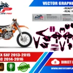 Template vectoriel KTM SX SXF 2013-2015 EXC 2014-2016 - plan de carrosserie à l’échelle réelle 1:1 pour kits déco et covering