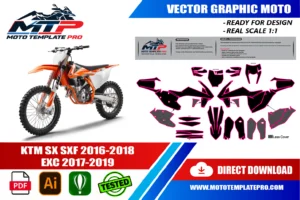 Vérification des pièces du template KTM SX SXF 2016-2018 EXC 2017-2019 avant impression