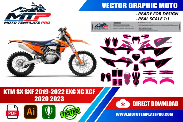 Contours des pièces du modèle KTM SX SXF 2019-2022 EXC XC XCF 2020-2023 pour la conception de stickers et de covering