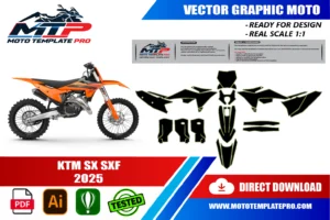 Vérification des pièces du template KTM SX SXF 2025 avant impression