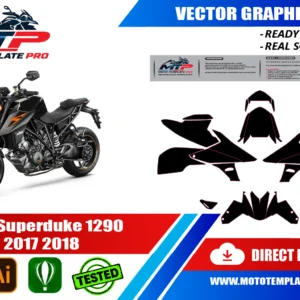 KTM Superduke 1290 2017 2018 Vector Template - Image 1