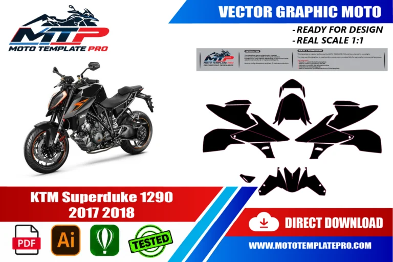 Contours des pièces du modèle KTM Super Duke 1290 2017-2018 pour la conception de stickers et de covering