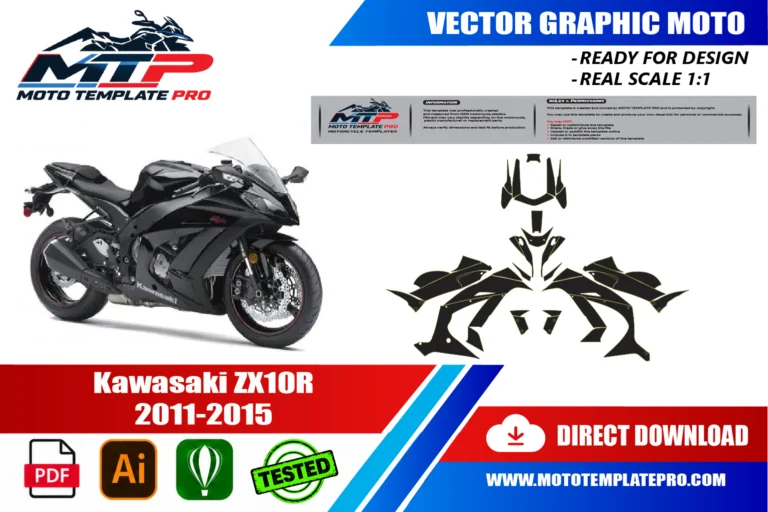 Kawasaki ZX-10R 2011-2015 panel outlines for decal and wrap design