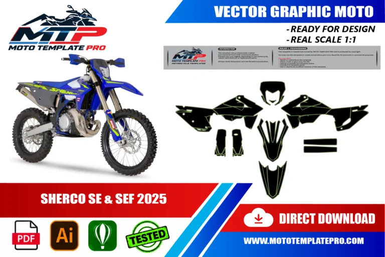 Sherco SE SEF 2025 panel outlines for decal and wrap design