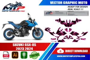Vérification des pièces du template Suzuki GSX-8S 2023-2024 avant impression