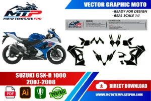 Vérification des pièces du template Suzuki GSX-R 1000 2007-2008 avant impression