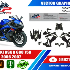 SUZUKI GSX R 600 750 2006 2007 Vector Template - Image 1
