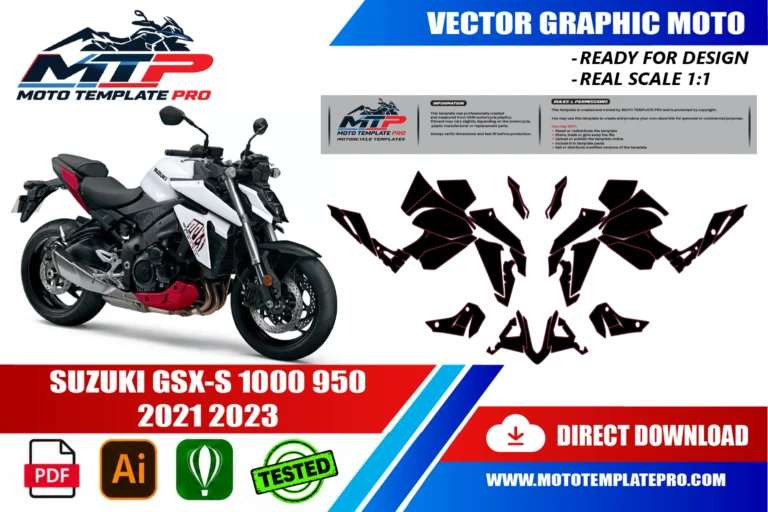 Suzuki GSX-S 1000 950 2021-2023 panel outlines for decal and wrap design