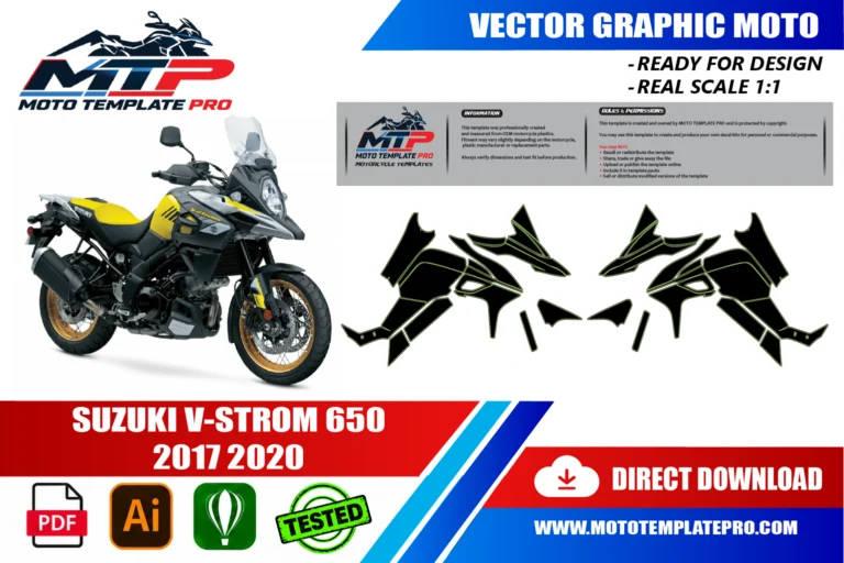 Suzuki V-Strom 650 2017-2020 panel outlines for decal and wrap design