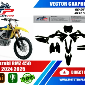 Suzuki RMZ 450 2024-2025 vector template - real-scale 1:1 bodywork layout for decal kits and wraps