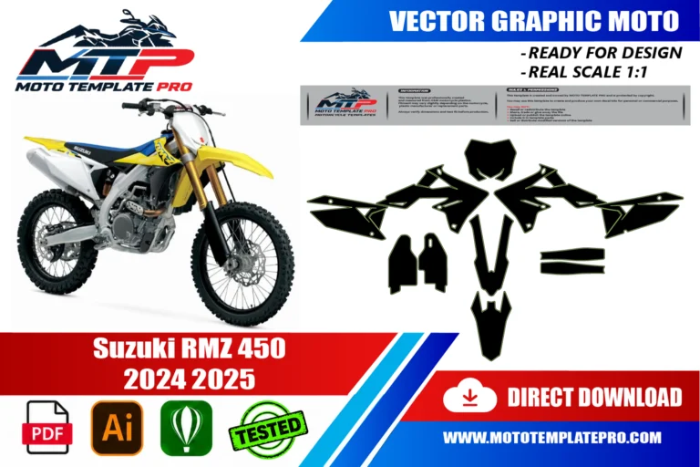 Suzuki RMZ 450 2024-2025 panel outlines for decal and wrap design
