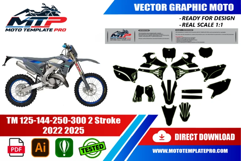 TM 125-144-250-300 2 Stroke 2022-2025 panel outlines for decal and wrap design