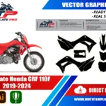 Honda CRF 110F 2019-2024 vector template - real-scale 1:1 bodywork layout for decal kits and wraps